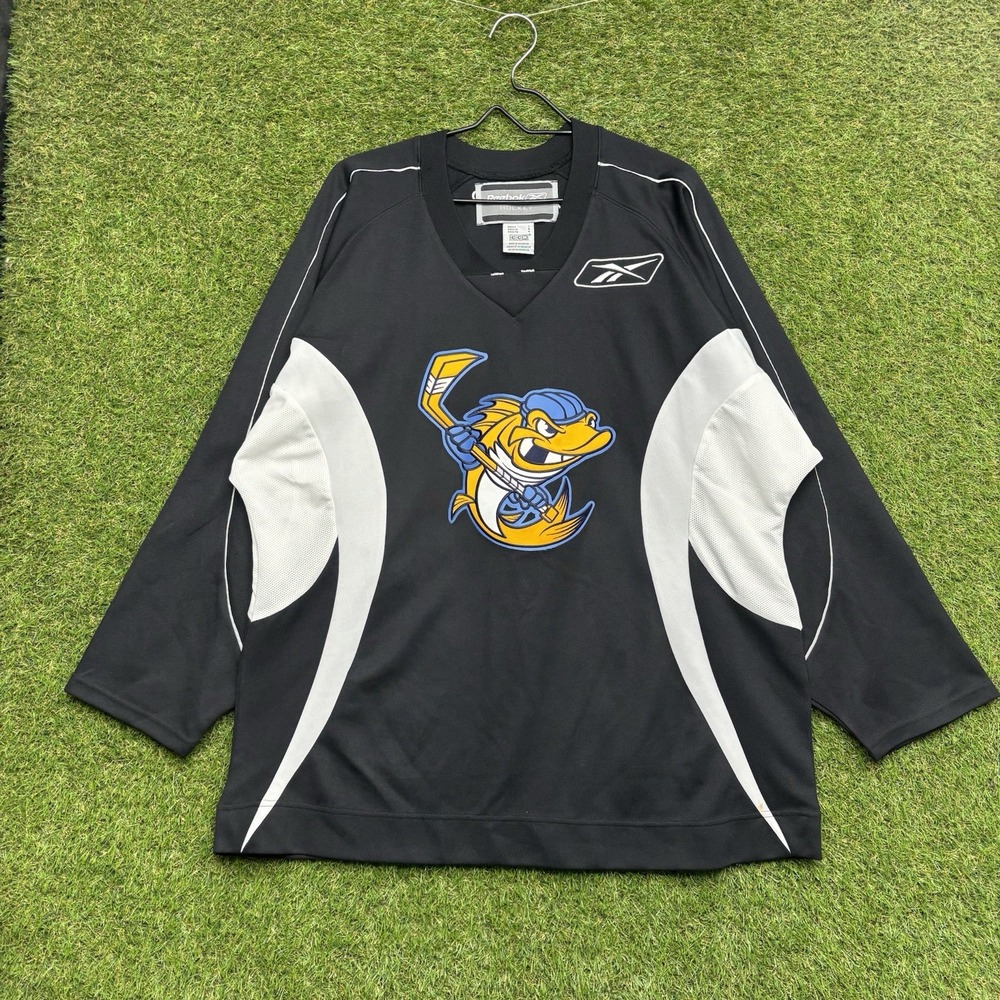 Toledo Walleye Practice Jersey Mens Large Team Issued Blank Reebok Black